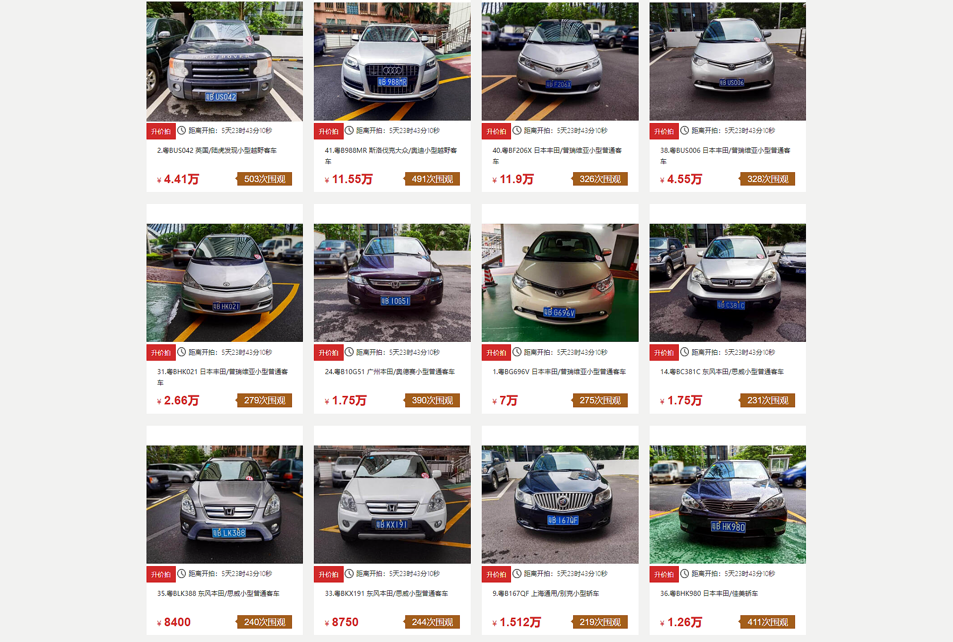 中國人民銀行深圳市中心支行公車拍賣